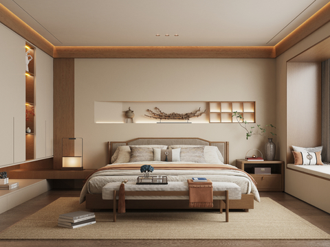 Song Style Aesthetic Bedroom Neo-Chinese Style Bedroom Master Bedroom