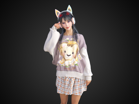 Cat Ears Beauty E-sports Anchor Casual Wear Beauty Woman Character