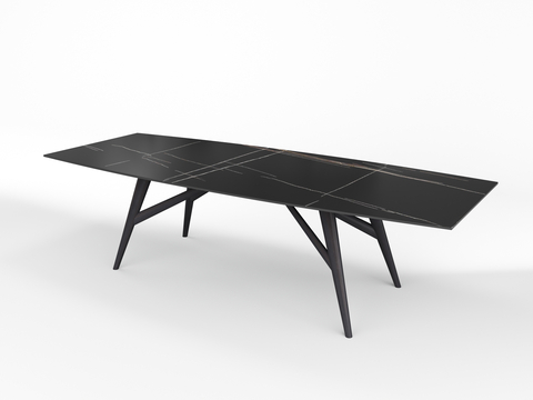 Meigaomei Modern Black Gold Rock Plate Dining Table