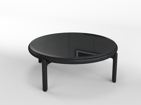 Meigaomei modern black glass round tea table