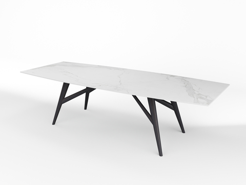 Meigaomei Modern White Rock Board Dining Table