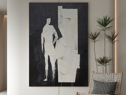 Modern Art Painting Decorative Painting Black and White Hanging Painting