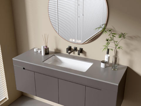 Modern Bathroom Cabinet Bathroom Counter Basin Bathroom Decoration Mirror Cabinet Sink