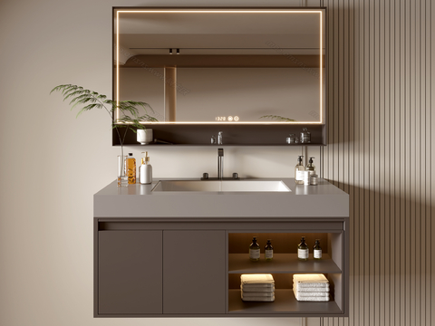 Modern Bathroom Cabinet Bathroom Counter Basin Bathroom Decoration Mirror Cabinet Sink