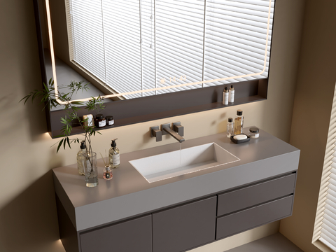 Modern Bathroom Cabinet Bathroom Counter Basin Bathroom Decoration Mirror Cabinet Sink