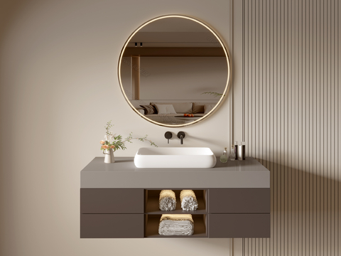 Modern Bathroom Cabinet Bathroom Counter Basin Bathroom Decoration Mirror Cabinet Sink