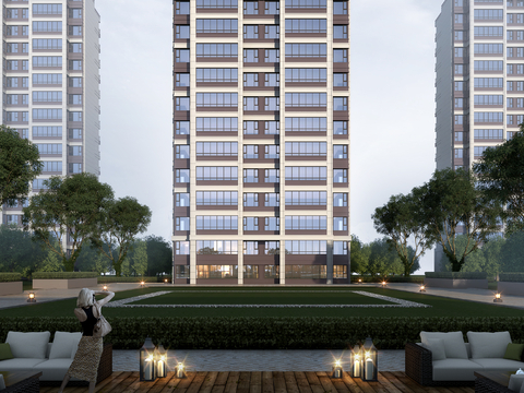 High-rise residential building exterior facade