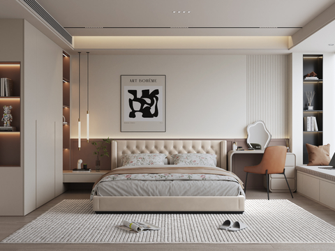 Modern Minimalist Bedroom Bay Window Master Bedroom