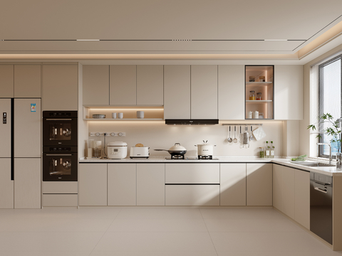 Modern Minimalist Creamy Kitchen