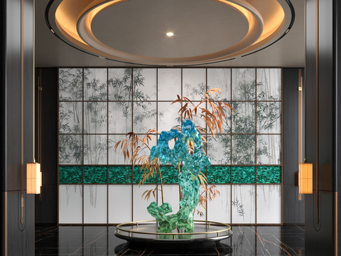 Neo-Chinese Style hotel lobby glass Artistic Sculpture