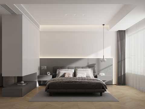 Modern black and white gray bedroom