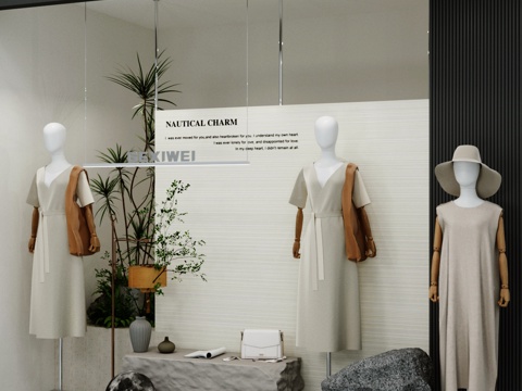 Modern clothing store cabinet display area