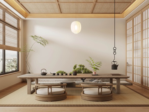 Mid-century Style Tea Room Tea Tasting Area Japanese Style Tea Room Tatami Tea Room Tatami Tea Table and Chair Teapot