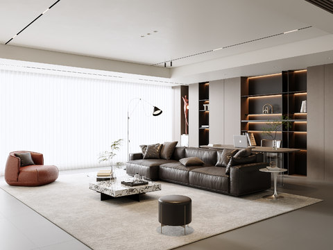 Italian-style living room horizontal hall without main lamp living room large flat floor living room high-grade gray living room