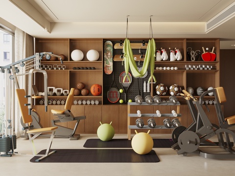 Modern Other Entertainment Space Modern Gym Equipment Room Fitness Equipment Combination Treadmill