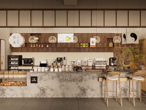 New Chinese Teahouse New Chinese Middle Ancient Teahouse Teahouse Workbench Console Coffee Milk Tea Shop Water Bar