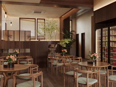 Log Style Milk Tea Shop Western DiningRoom Log Wind Coffee Shop Dessert Shop Coffee Table and Chair Coffee