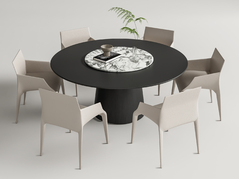 Poliform Dining Table and Chair Round Dining Table