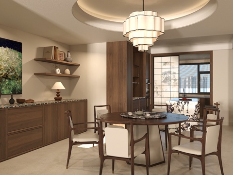 Mid-century Style Home DiningRoom Dining Table and Chair Combination Water Bar Bar Bar Stool Open Restaurant Kitchen