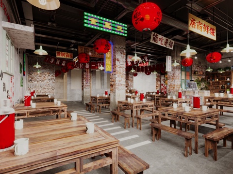 Industrial Style Hot Pot DiningRoom Barbecue Restaurant