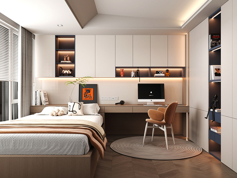 Tatami Bedroom Wardrobe Desk Integrated Cabinet Chair Jewelry Ornaments Clothing Carpet