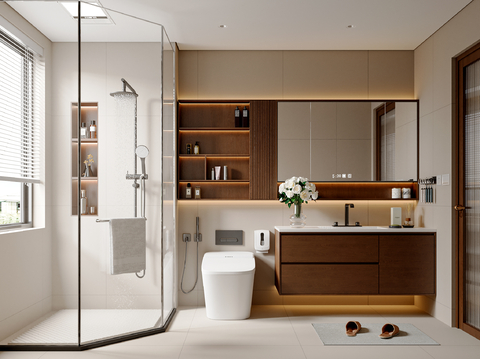 Modern Mid-century Style Toilet Shower Bathroom Cabinet Bathroom Supplies Toilet