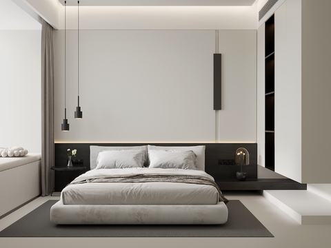 Bedroom Modern Minimalist Bedroom Double Bed Wardrobe