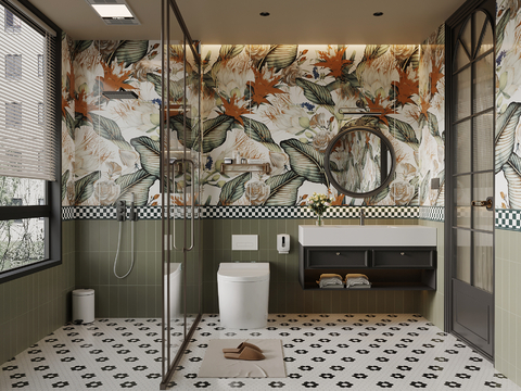 French retro toilet bathroom cabinet toilet shower