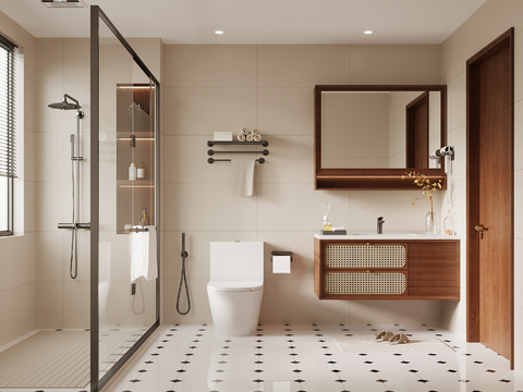 Mid-century Style Toilet Bathroom Cabinet Shower Toilet