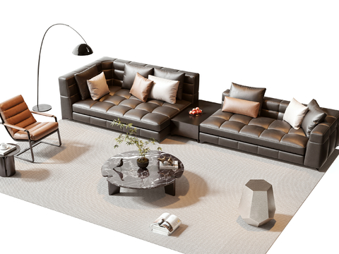 Minotti modern sofa coffee table combination