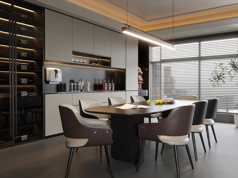 Modern DiningRoom Sideboard Wine Cabinet Dining Table and Chair
