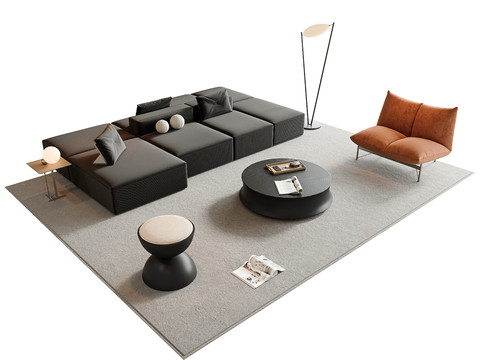 Modern sofa coffee table combination double-sided sofa module sofa multi-person sofa Sectional Sofa