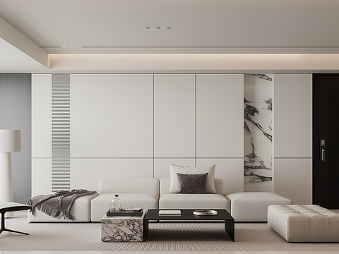 Modern Living&Dining Room Italian Guest DiningRoom Minimalist Restaurant TV Backwall Black and White Grey Guest Restaurant