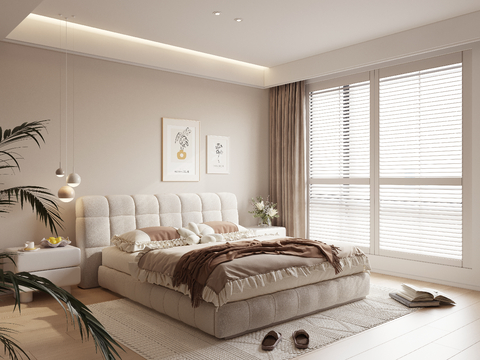 Modern Cream Style Bedroom Master Bedroom Second Bedroom Double Bed