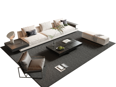 Modern Sofa Coffee Table Sectional Sofa Straight Row Sofa Multi-Person Sofa Sofa