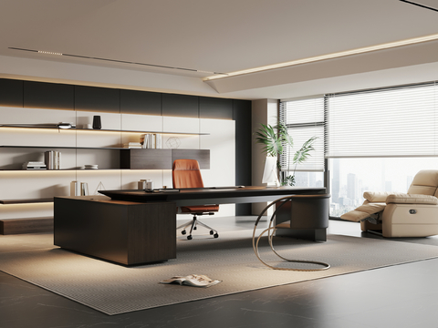 Modern Minimalist Manager's Office Chairman's Office Black and White Manager's Office
