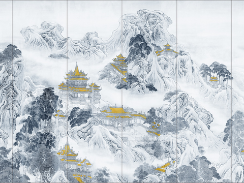 HD Chinese Landscape Mural