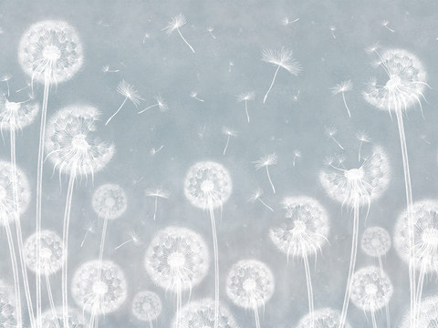 Modern Dandelion Plant Mural