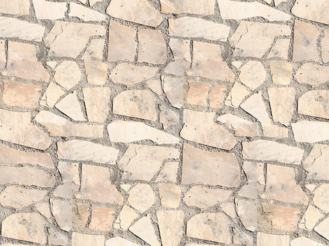 Seamless beige irregular mosaic slate floor tile pavement road ground square paving