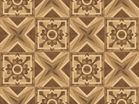 Seamless Geometric Parquet Textured Wood Floor