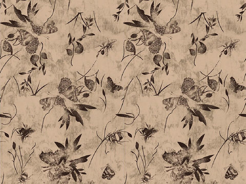 Seamless Middle Ancient Small Method Plant Pattern Wall Cloth