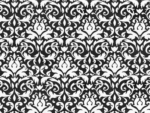 Seamless Black European French Classical Pattern Wallpaper Wall Cloth Wall Cloth