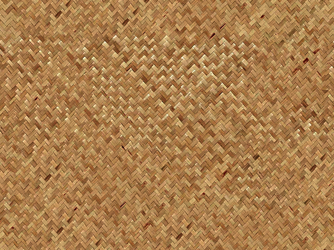 Seamless yellow straw rattan bamboo woven mat