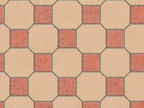 Seamless Yellow Pottery Tile Geometric Patchwork Floor Tile Sidewalk Road Ground Square Paving