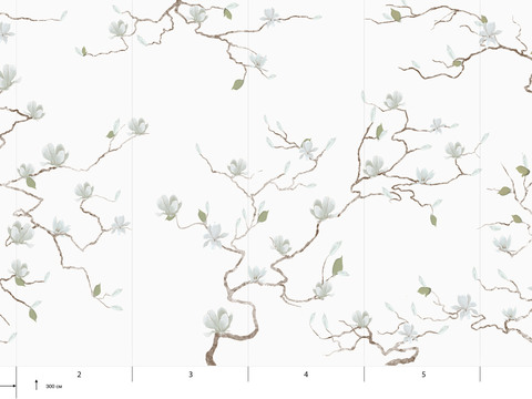 Foreign hand-painted plant wallpaper mural