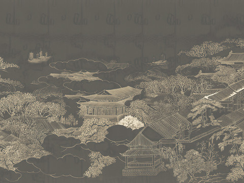 Chinese Landscape Pavilion Murals