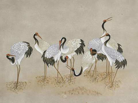 New Chinese-style Red-crowned Crane Hanging Painting