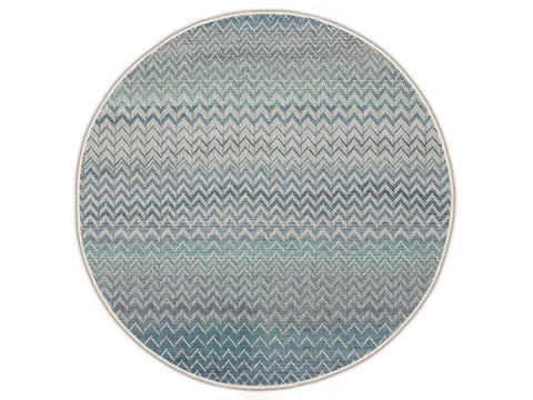 Blue Beige Geometric Round Blanket