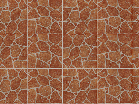 Seamless Red Pottery Tile Geometric Patchwork Floor Tile Sidewalk Road Ground Square Paving