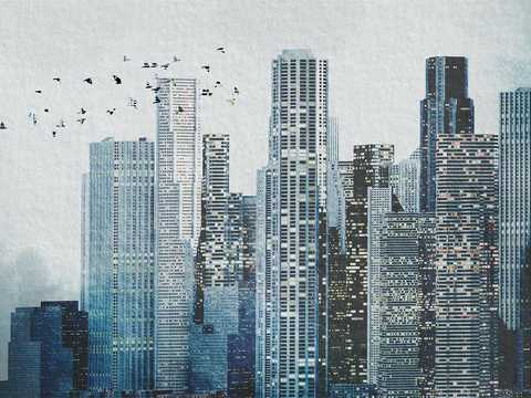 Modern city building wallpaper mural